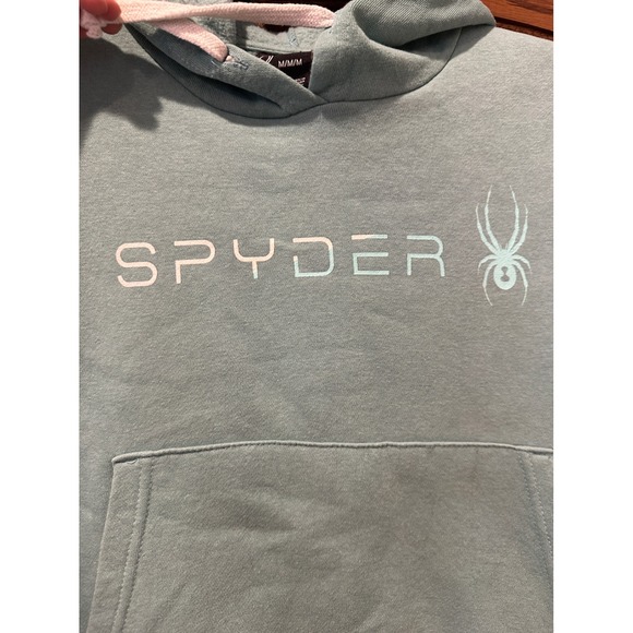 Spyder Pullover Hoodie Sweatshirt Womens Medium M Green Logo Activewear Casual - Picture 2 of 4